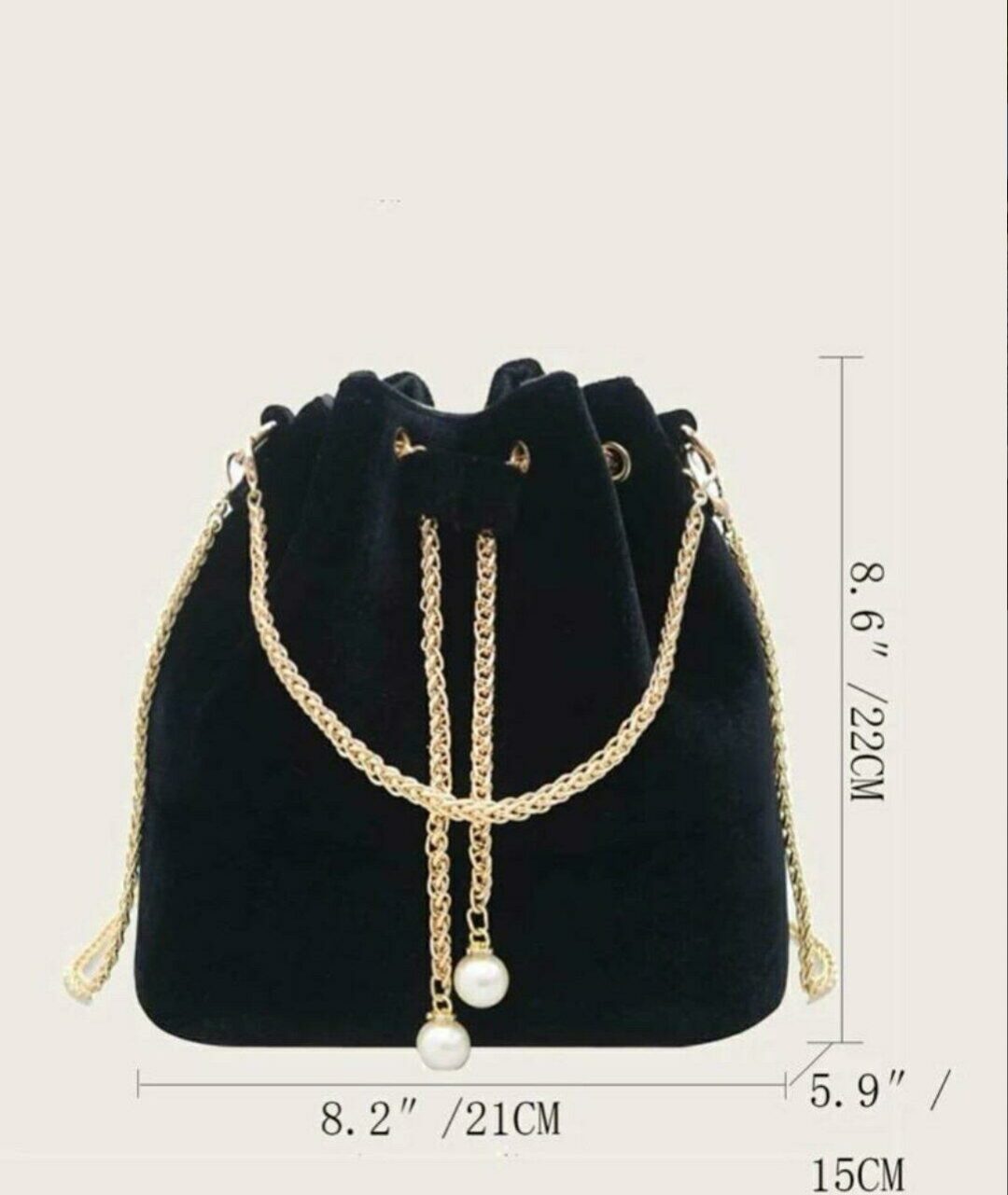 Black velvet drawstring bag