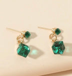 Green drop earrings
