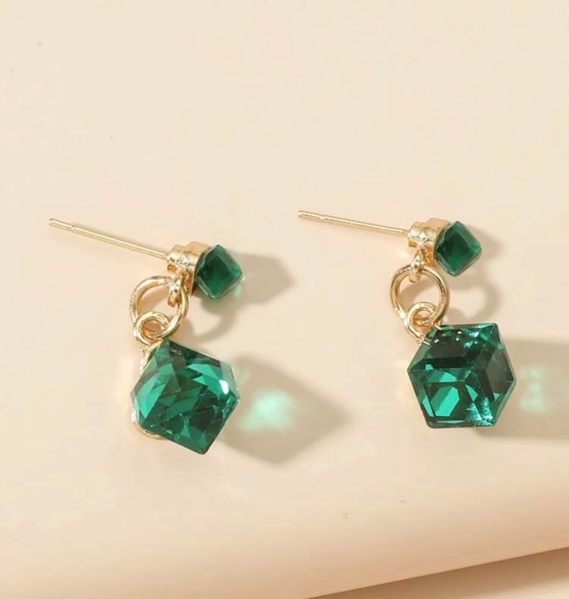 Green drop earrings