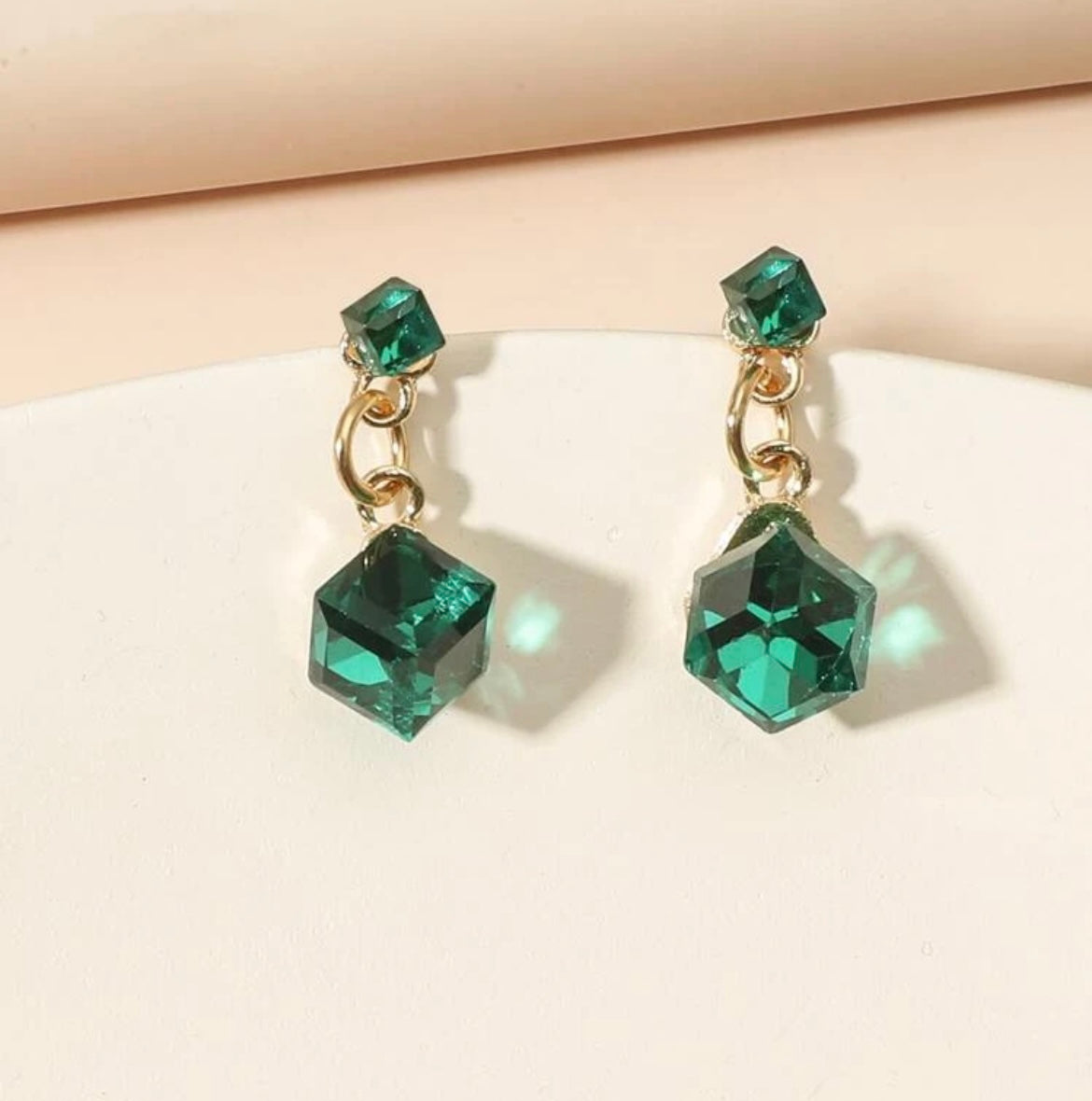 Green drop earrings