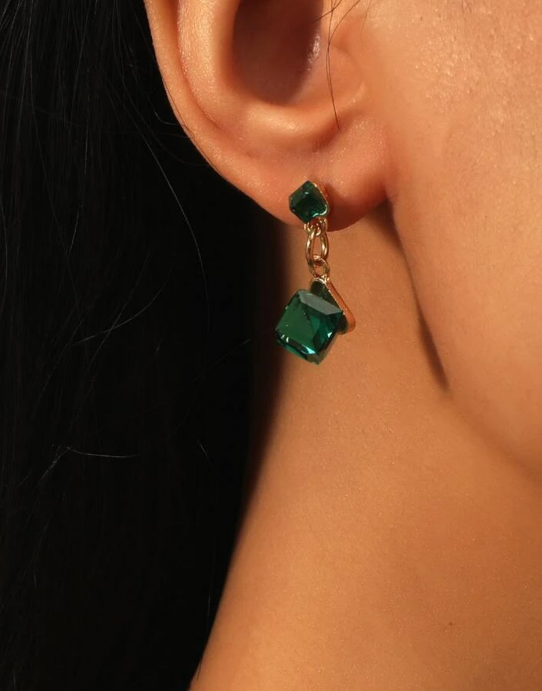 Green drop earrings