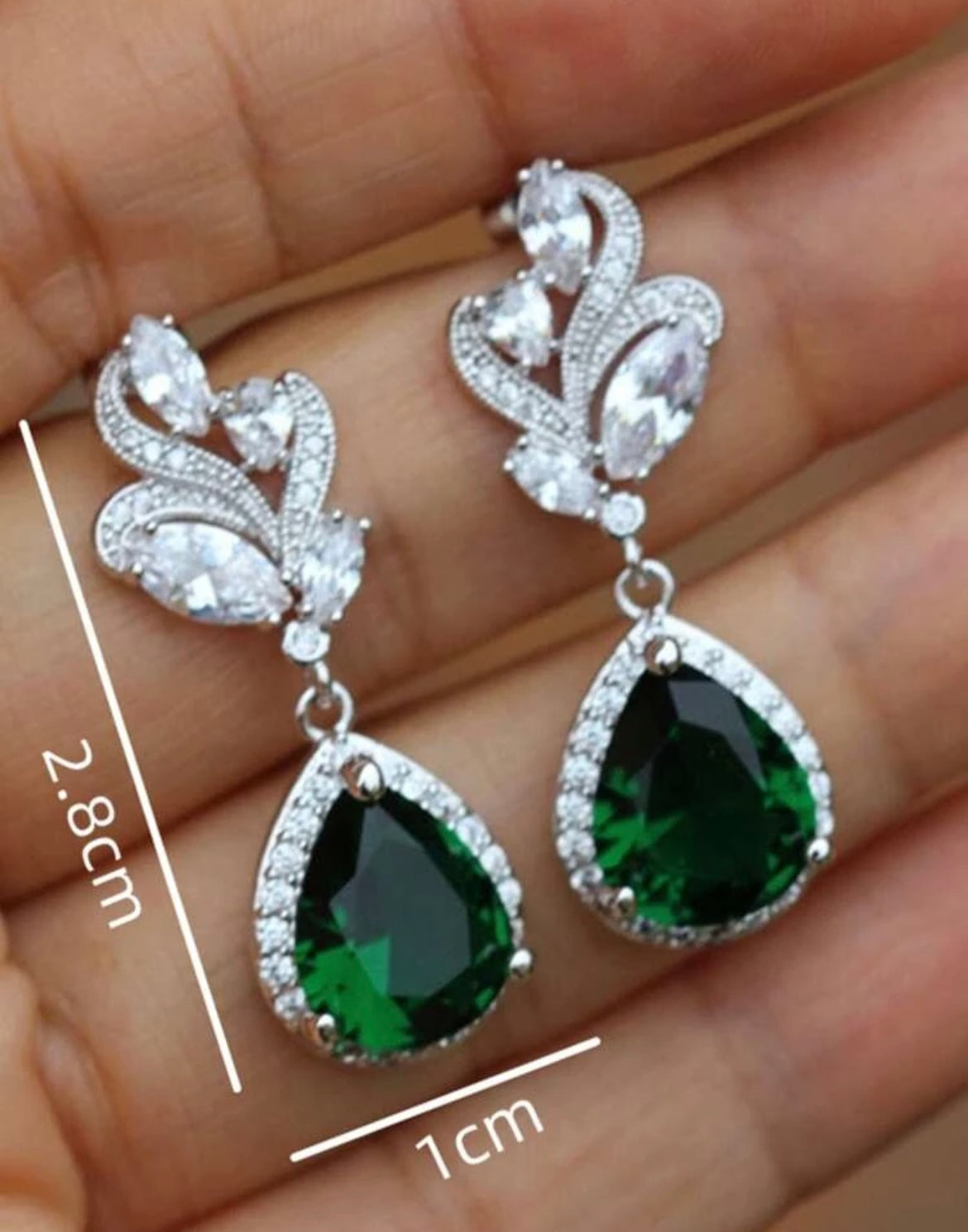 Green tear drop earrings