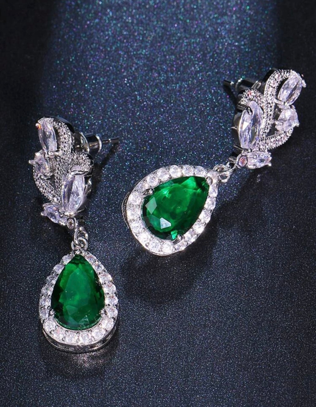 Green tear drop earrings