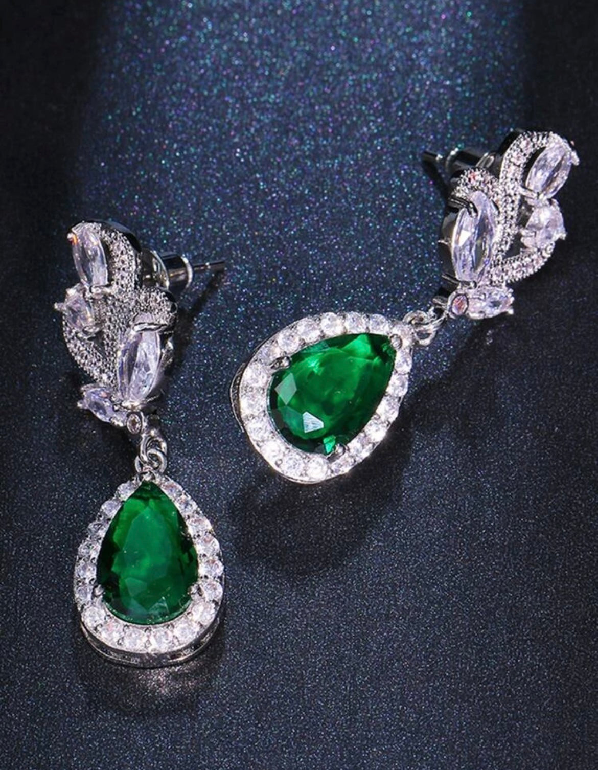 Green tear drop earrings