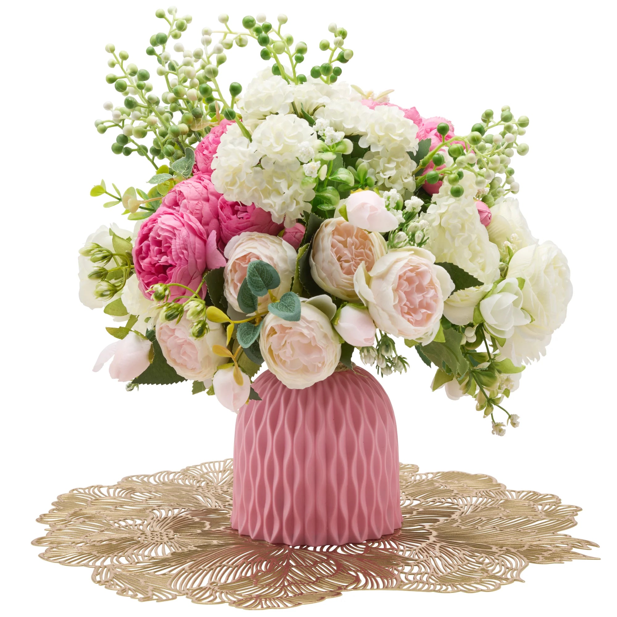 White and pink artifical flowers – “Thank you”